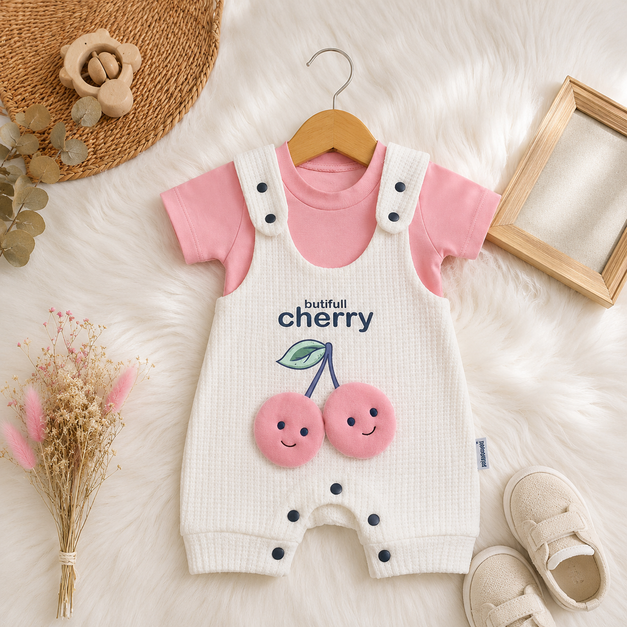 🍊سلوبيت ايفين شورت قطعتين فواكه|🍊 Baby 2-Piece Short Romper Set – Fruit Print
