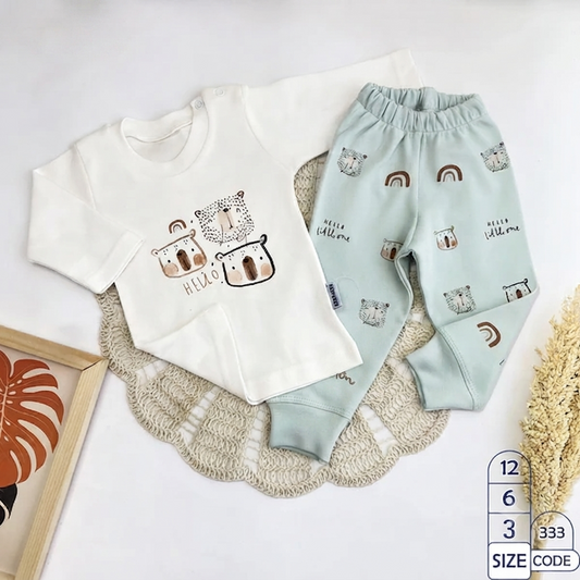 ✨ Hello طقم بيجامة كم طويل|Long-sleeved pajama set