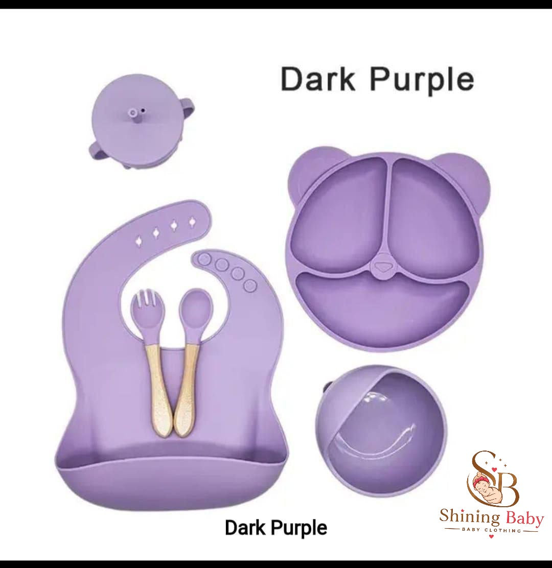🍽️ 6-Piece Baby Silicone Feeding Set|طقم طعام 6 قطع سيليكون