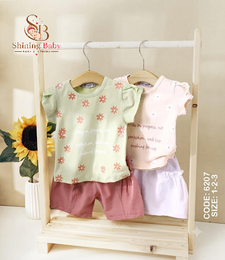 طقم بناتي تيشيرت وشورت|Girls' T-Shirt & Shorts Set