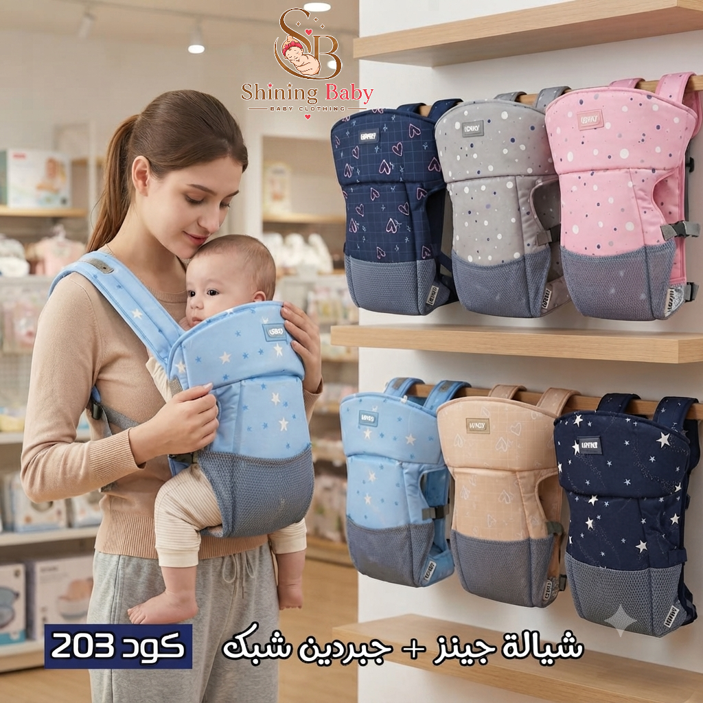 شيالة جينز وجبردين|👶 Denim & Gabardine Baby Carrier
