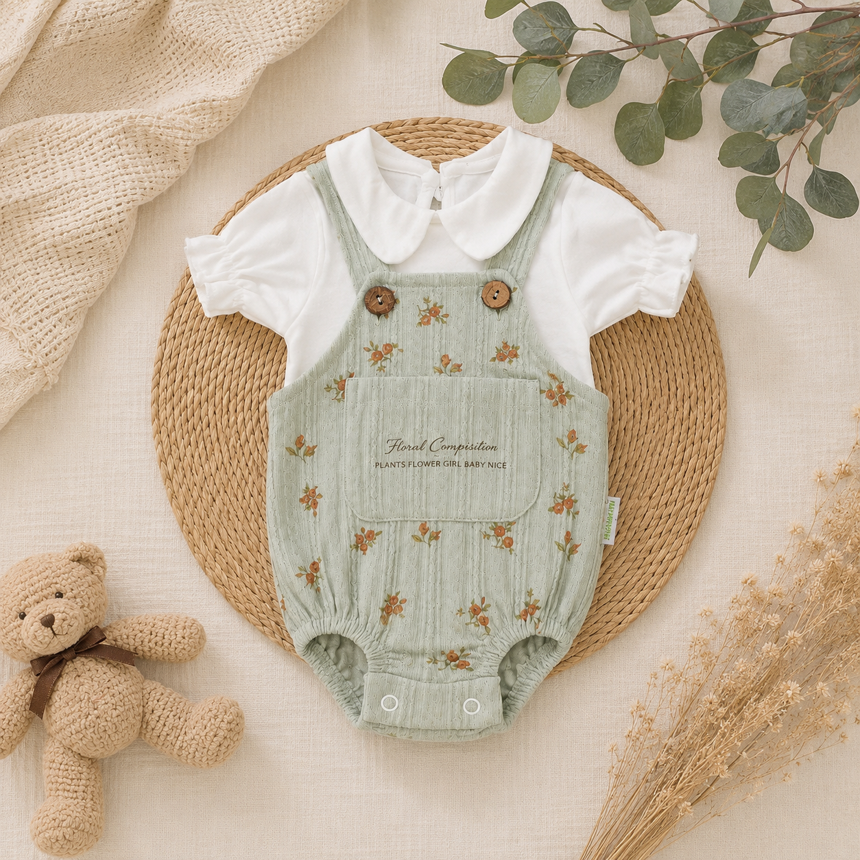 💚سلوبيت شورت كوربشه|💚 Baby Crochet Short Romper Set