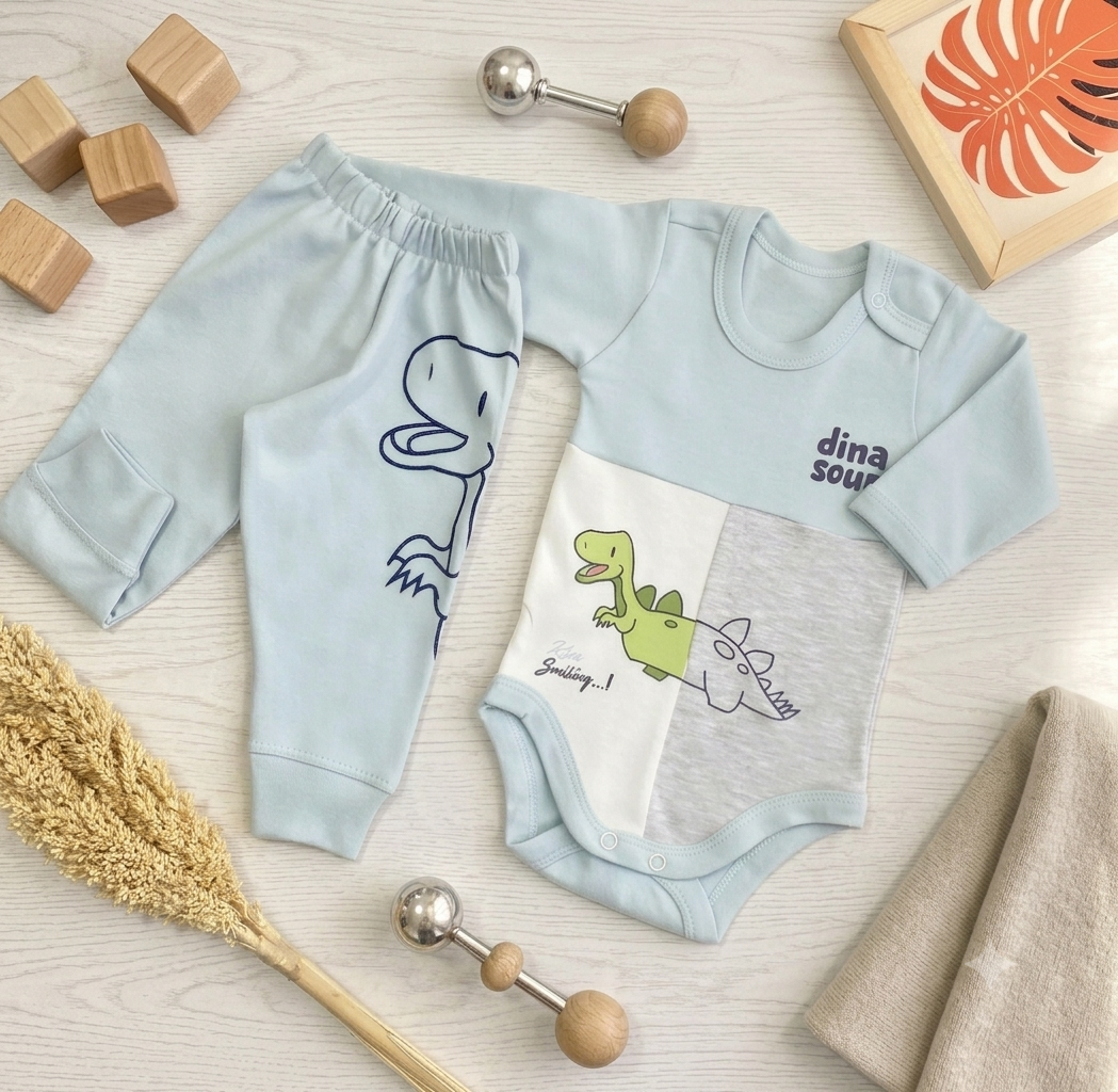 طقم بيجامة كم طويل تمساح|🐊 Kids' Long Sleeve Crocodile Pajama Set