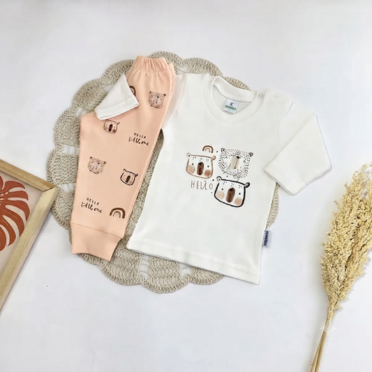 ✨ Hello طقم بيجامة كم طويل|Long-sleeved pajama set