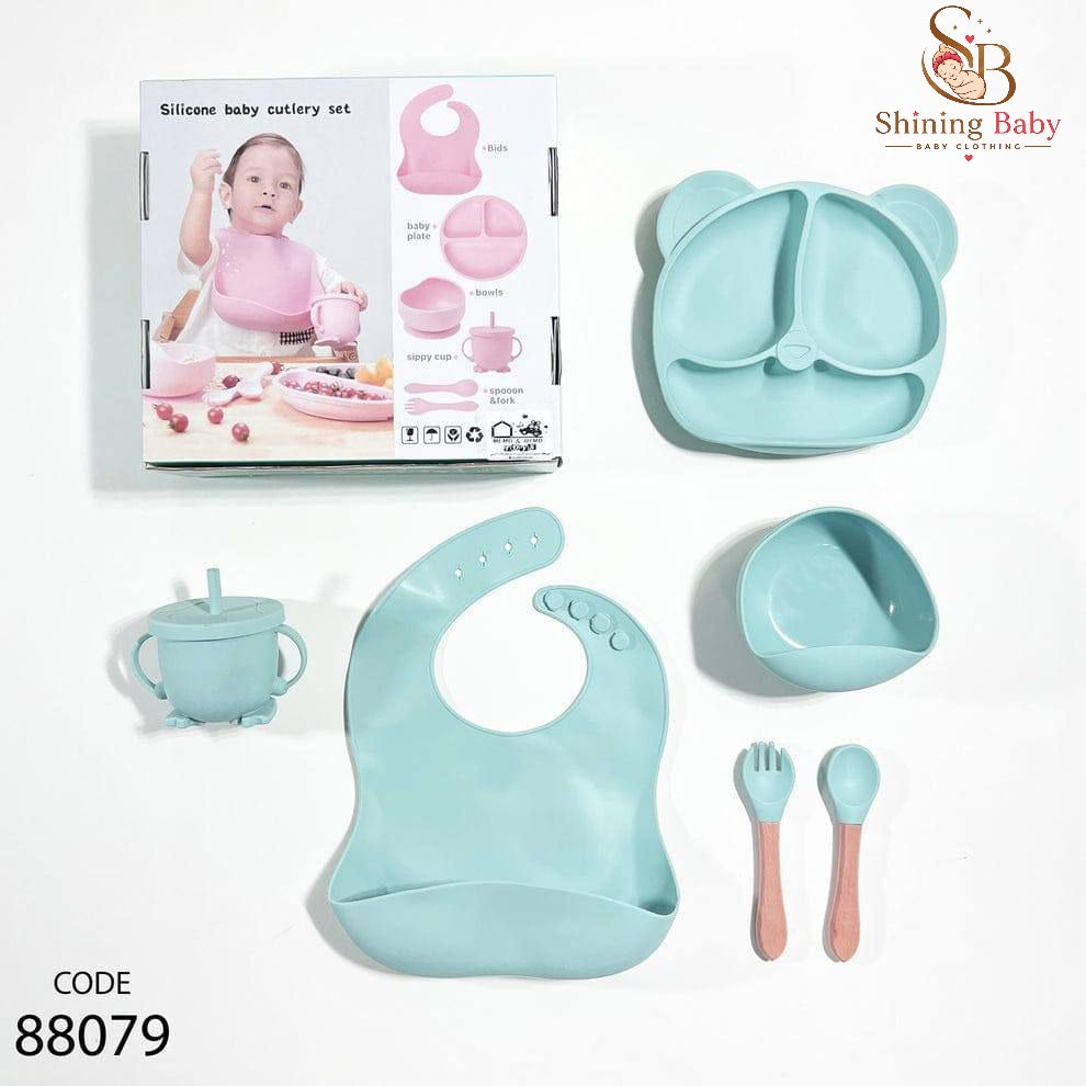 🍽️ 6-Piece Baby Silicone Feeding Set|طقم طعام 6 قطع سيليكون