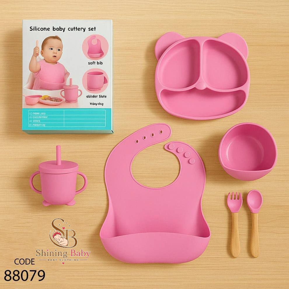 🍽️ 6-Piece Baby Silicone Feeding Set|طقم طعام 6 قطع سيليكون