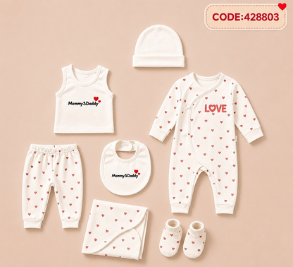 طقم مواليد 7 قطع قطن 100%|Cotton Newborn  7-Piece Set