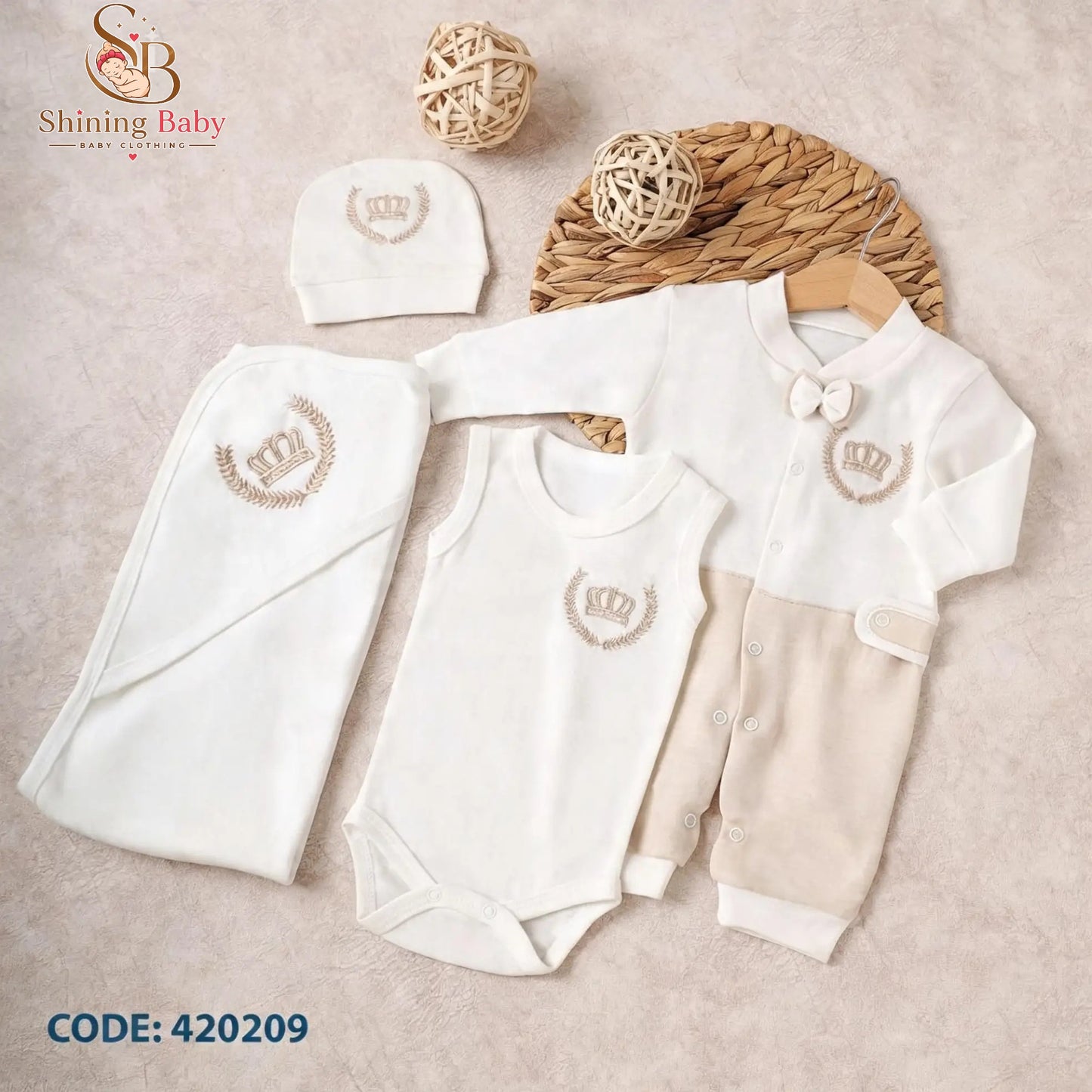 طقم مواليد أنيق 5 قطع|Elegant 5-Piece Newborn Baby Set👑👶