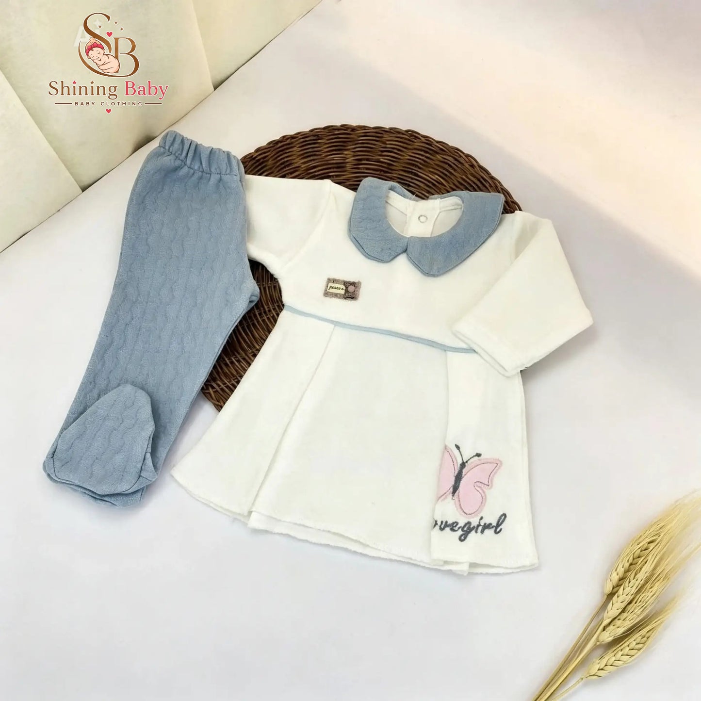 طقم بجامة الفراشه قطيفه لوكس |Luxury Velvet Pajama Set