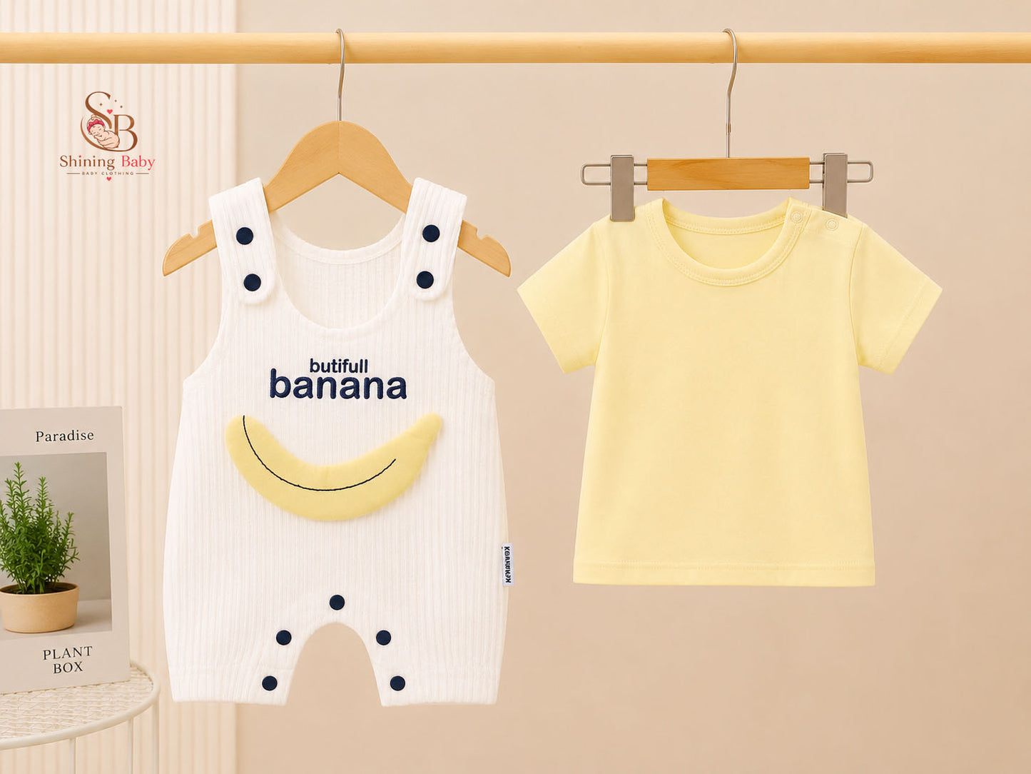 🍊سلوبيت ايفين شورت قطعتين فواكه|🍊 Baby 2-Piece Short Romper Set – Fruit Print